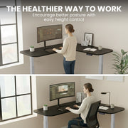 FORTIA Corner Standing Desk, 160x140cm, 72-118cm Sit to Stand Up Electric Height Adjustable, Black V219-ADKCORFOR1BKSA