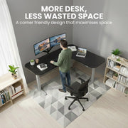 FORTIA Corner Standing Desk, 160x140cm, 72-118cm Sit to Stand Up Electric Height Adjustable, Black V219-ADKCORFOR1BKSA
