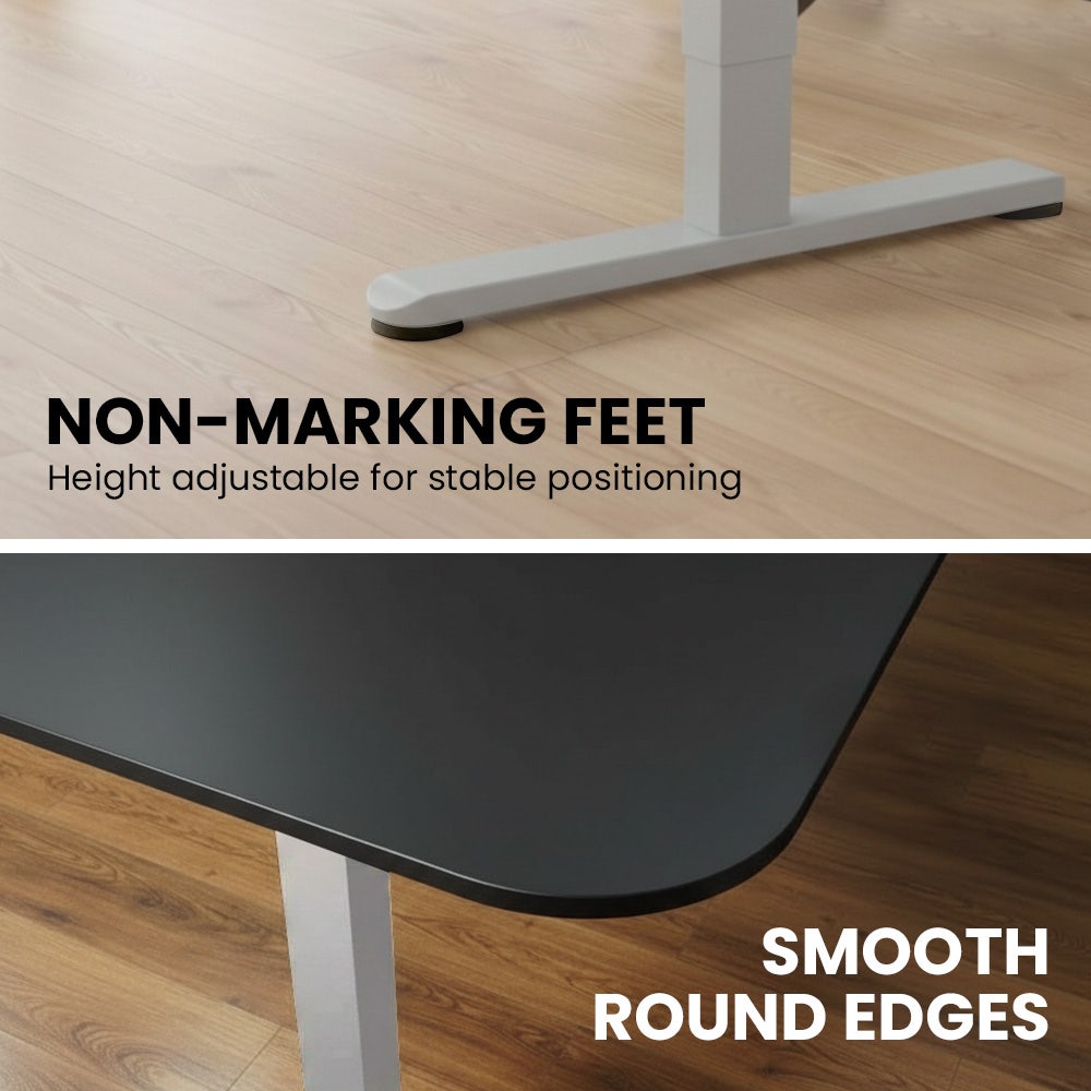 FORTIA Corner Standing Desk, 160x140cm, 72-118cm Sit to Stand Up Electric Height Adjustable, Black V219-ADKCORFOR1BKSA