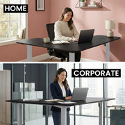 FORTIA Corner Standing Desk, 160x140cm, 72-118cm Sit to Stand Up Electric Height Adjustable, Black V219-ADKCORFOR1BKSA