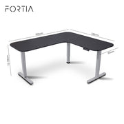 FORTIA Corner Standing Desk, 160x140cm, 72-118cm Sit to Stand Up Electric Height Adjustable, Black V219-ADKCORFOR1BKSA