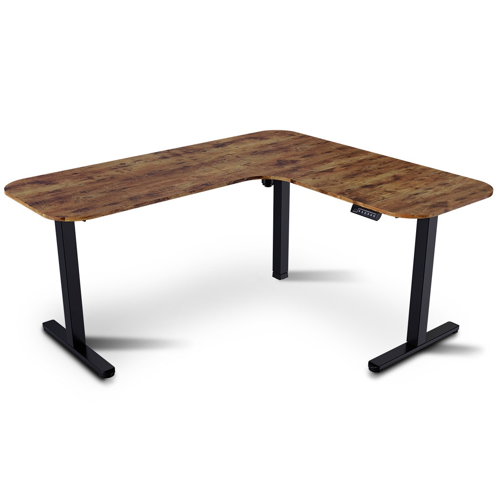 FORTIA Corner Standing Desk, 160x140cm, 72-118cm Sit to Stand Up Electric Height Adjustable, Walnut Style V219-ADKCORFOR1WLKA