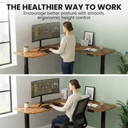 FORTIA Corner Standing Desk, 160x140cm, 72-118cm Sit to Stand Up Electric Height Adjustable, Walnut Style V219-ADKCORFOR1WLKA