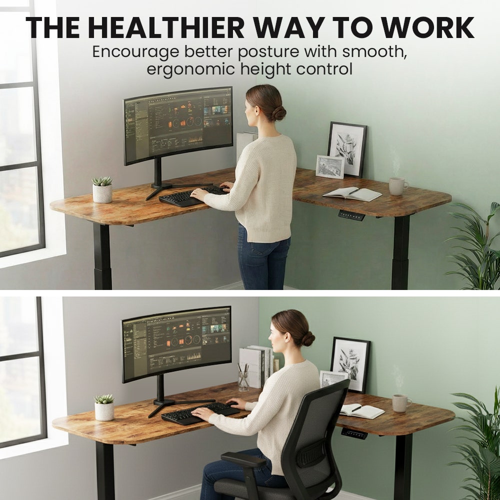 FORTIA Corner Standing Desk, 160x140cm, 72-118cm Sit to Stand Up Electric Height Adjustable, Walnut Style V219-ADKCORFOR1WLKA