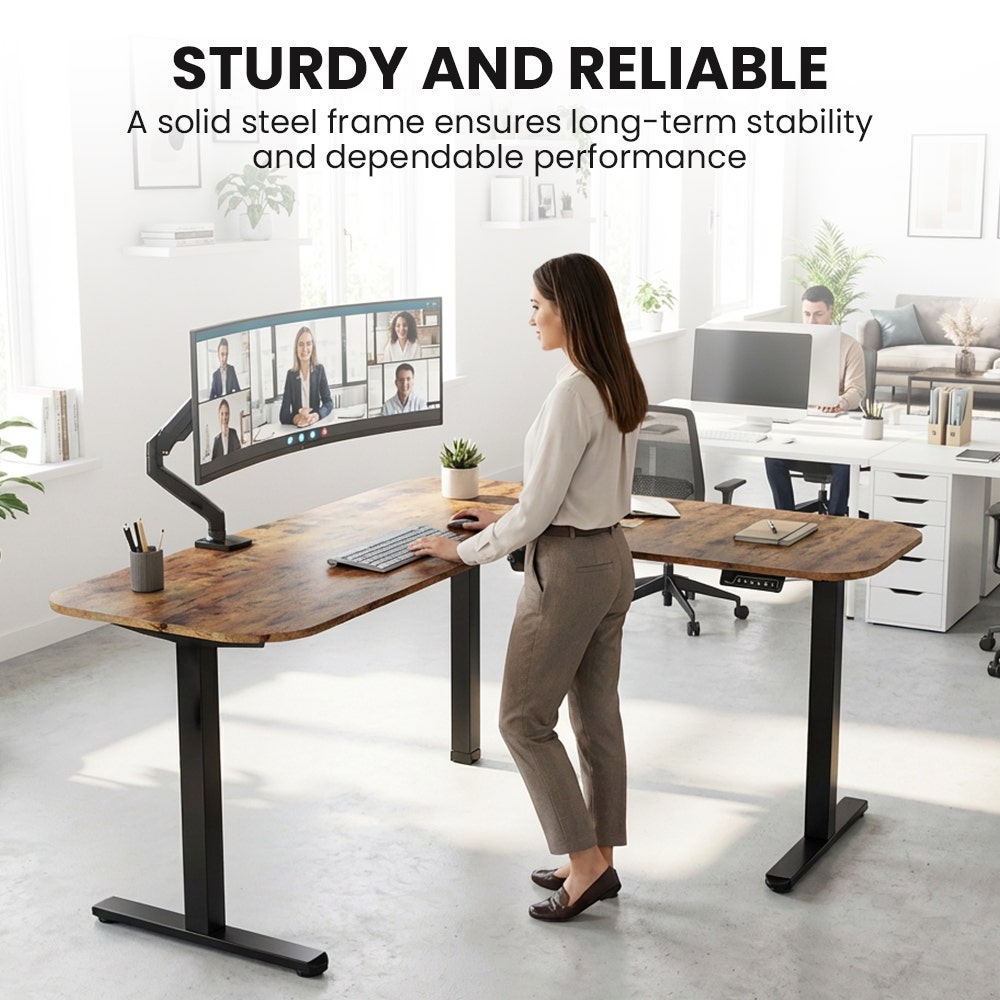 FORTIA Corner Standing Desk, 160x140cm, 72-118cm Sit to Stand Up Electric Height Adjustable, Walnut Style V219-ADKCORFOR1WLKA