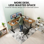 FORTIA Corner Standing Desk, 160x140cm, 72-118cm Sit to Stand Up Electric Height Adjustable, Walnut Style V219-ADKCORFOR1WLKA