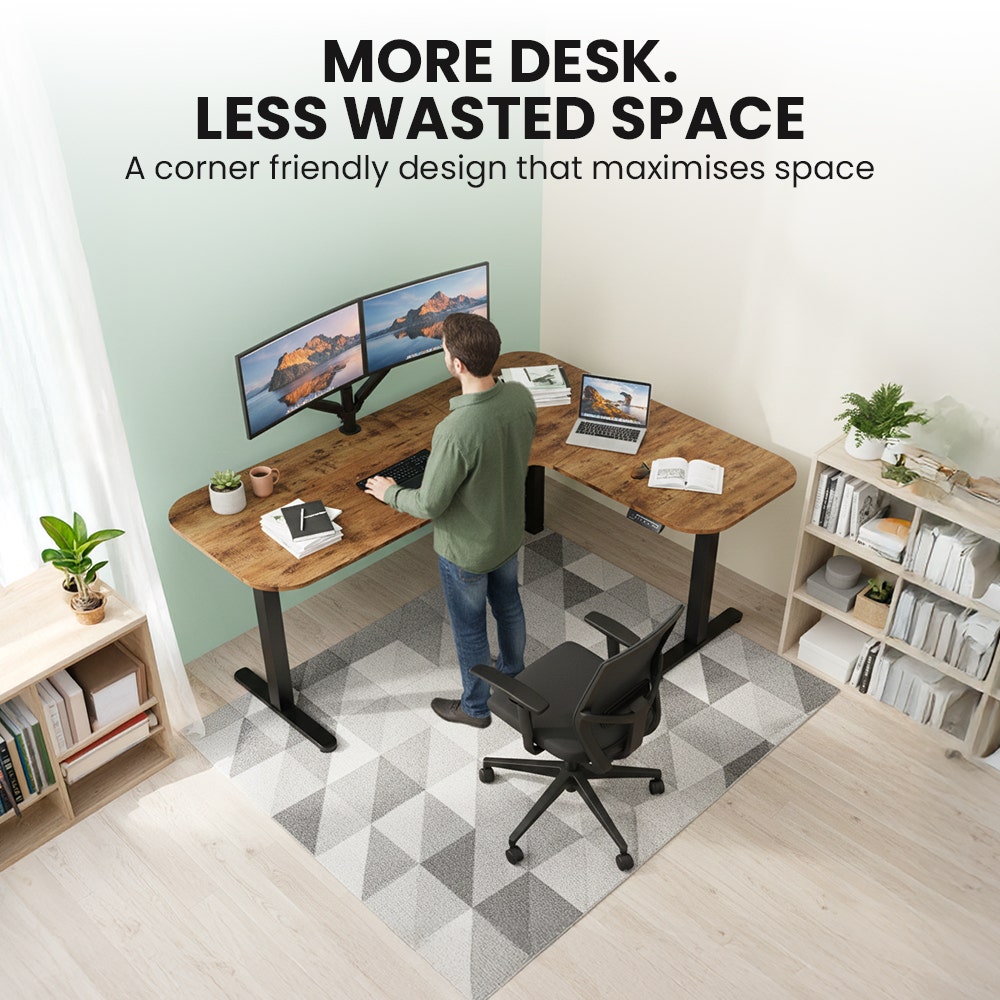 FORTIA Corner Standing Desk, 160x140cm, 72-118cm Sit to Stand Up Electric Height Adjustable, Walnut Style V219-ADKCORFOR1WLKA