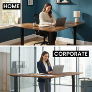 FORTIA Corner Standing Desk, 160x140cm, 72-118cm Sit to Stand Up Electric Height Adjustable, Walnut Style V219-ADKCORFOR1WLKA