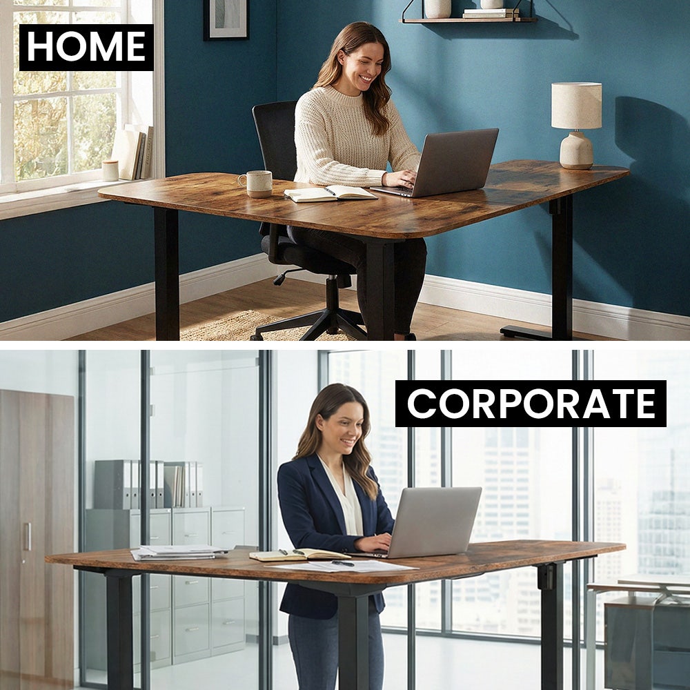 FORTIA Corner Standing Desk, 160x140cm, 72-118cm Sit to Stand Up Electric Height Adjustable, Walnut Style V219-ADKCORFOR1WLKA
