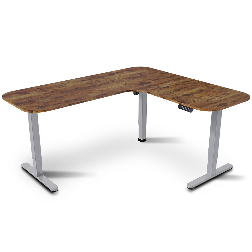 FORTIA Corner Standing Desk, 160x140cm, 72-118cm Sit to Stand Up Electric Height Adjustable, Walnut Style V219-ADKCORFOR1WLSA