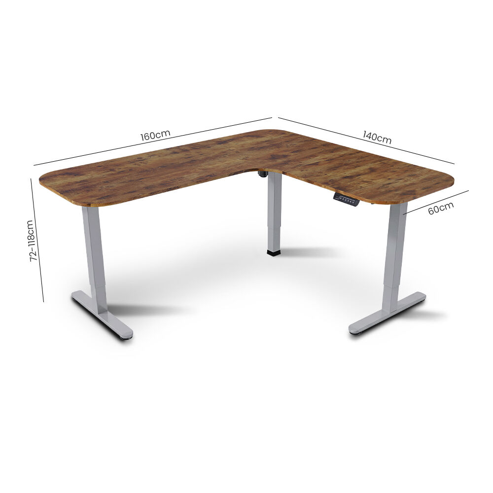 FORTIA Corner Standing Desk, 160x140cm, 72-118cm Sit to Stand Up Electric Height Adjustable, Walnut Style V219-ADKCORFOR1WLSA