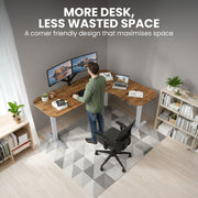 FORTIA Corner Standing Desk, 160x140cm, 72-118cm Sit to Stand Up Electric Height Adjustable, Walnut Style V219-ADKCORFOR1WLSA