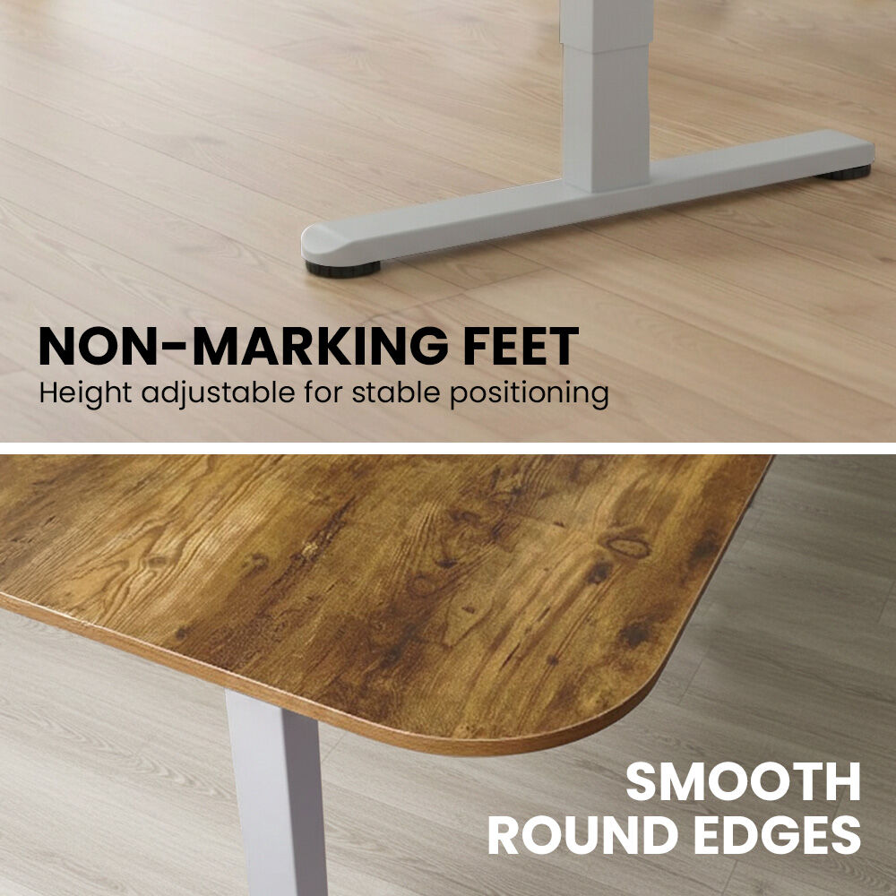FORTIA Corner Standing Desk, 160x140cm, 72-118cm Sit to Stand Up Electric Height Adjustable, Walnut Style V219-ADKCORFOR1WLSA