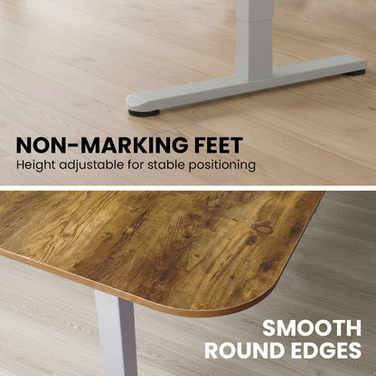FORTIA Corner Standing Desk, 160x140cm, 72-118cm Sit to Stand Up Electric Height Adjustable, Walnut Style V219-ADKCORFOR1WLSA