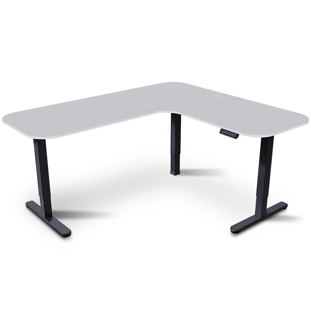 FORTIA Corner Standing Desk, 160x140cm, 72-118cm Sit to Stand Up Electric Height Adjustable, White V219-ADKCORFOR1WTKA