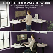 FORTIA Corner Standing Desk, 160x140cm, 72-118cm Sit to Stand Up Electric Height Adjustable, White V219-ADKCORFOR1WTKA