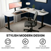 FORTIA Corner Standing Desk, 160x140cm, 72-118cm Sit to Stand Up Electric Height Adjustable, White V219-ADKCORFOR1WTKA
