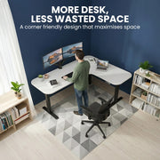 FORTIA Corner Standing Desk, 160x140cm, 72-118cm Sit to Stand Up Electric Height Adjustable, White V219-ADKCORFOR1WTKA