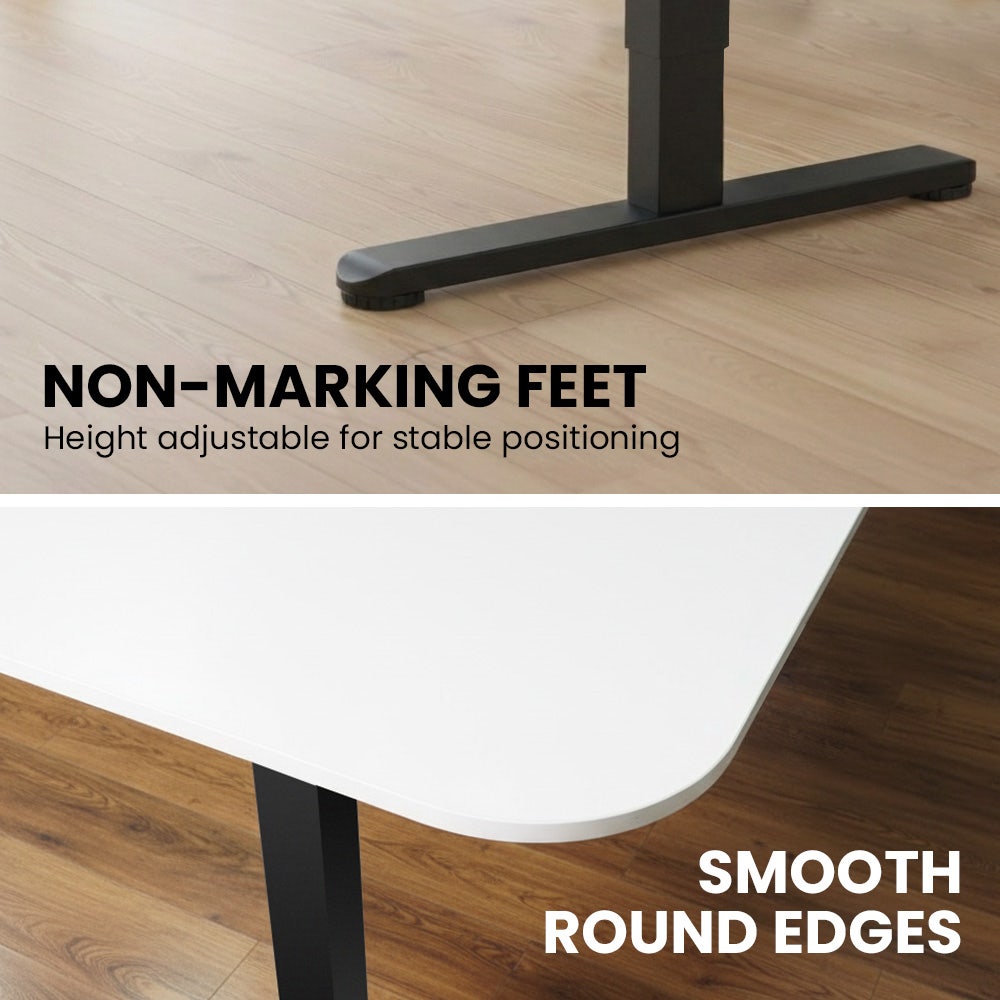 FORTIA Corner Standing Desk, 160x140cm, 72-118cm Sit to Stand Up Electric Height Adjustable, White V219-ADKCORFOR1WTKA