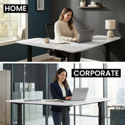 FORTIA Corner Standing Desk, 160x140cm, 72-118cm Sit to Stand Up Electric Height Adjustable, White V219-ADKCORFOR1WTKA