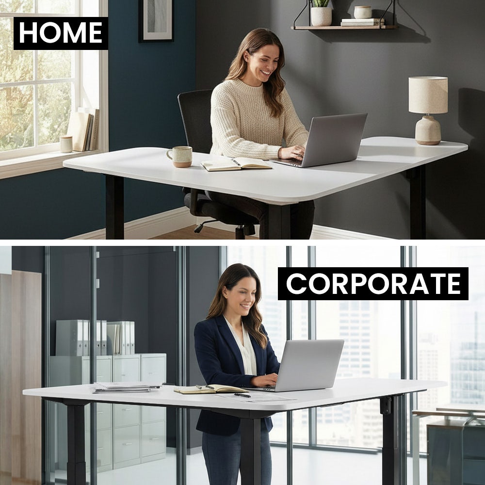 FORTIA Corner Standing Desk, 160x140cm, 72-118cm Sit to Stand Up Electric Height Adjustable, White V219-ADKCORFOR1WTKA