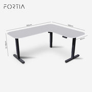 FORTIA Corner Standing Desk, 160x140cm, 72-118cm Sit to Stand Up Electric Height Adjustable, White V219-ADKCORFOR1WTKA
