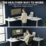 FORTIA Corner Standing Desk, 160x140cm, 72-118cm Sit to Stand Up Electric Height Adjustable, White V219-ADKCORFOR1WTSA
