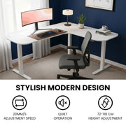 FORTIA Corner Standing Desk, 160x140cm, 72-118cm Sit to Stand Up Electric Height Adjustable, White V219-ADKCORFOR1WTSA