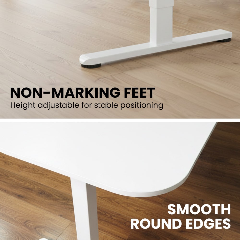FORTIA Corner Standing Desk, 160x140cm, 72-118cm Sit to Stand Up Electric Height Adjustable, White V219-ADKCORFOR1WTSA