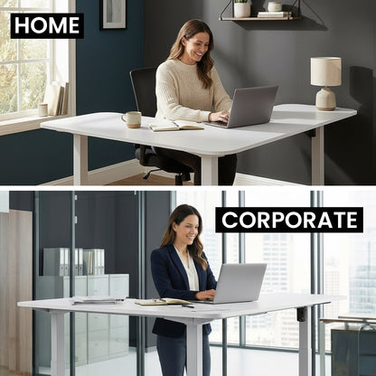 FORTIA Corner Standing Desk, 160x140cm, 72-118cm Sit to Stand Up Electric Height Adjustable, White V219-ADKCORFOR1WTSA