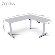 FORTIA Corner Standing Desk, 160x140cm, 72-118cm Sit to Stand Up Electric Height Adjustable, White V219-ADKCORFOR1WTSA