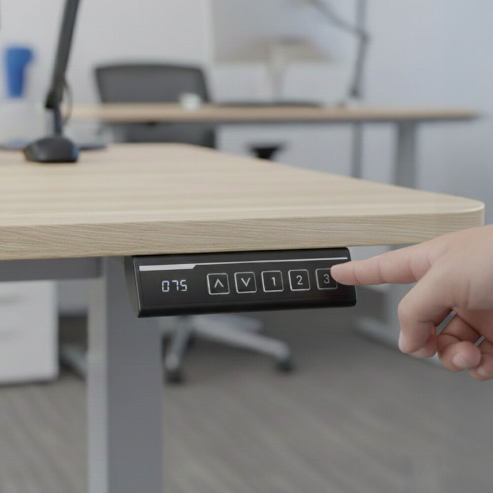 FORTIA Sit To Stand Standing Desk, 120x60cm, 72-118cm Electric Height Adjustable, Light Oak Style Desktop V219-ADKSSTFO2LOSB