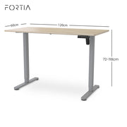FORTIA Sit To Stand Standing Desk, 120x60cm, 72-118cm Electric Height Adjustable, Light Oak Style Desktop V219-ADKSSTFO2LOSB