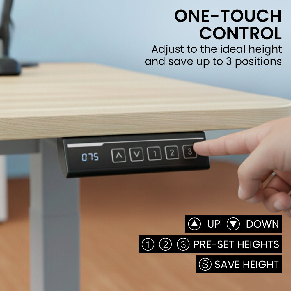 FORTIA Sit To Stand Standing Desk, 120x60cm, 72-118cm Electric Height Adjustable, Light Oak Style Desktop V219-ADKSSTFO2LOSB