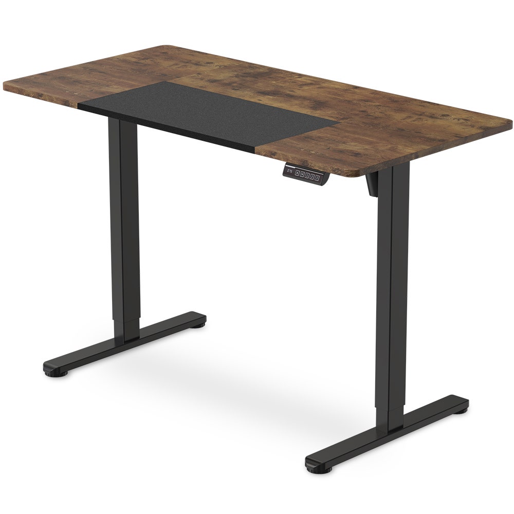 FORTIA Sit To Stand Standing Desk, 120x60cm, 72-118cm Electric Height Adjustable, Walnut Style Desktop Black V219-ADKSSTFO2WLKB
