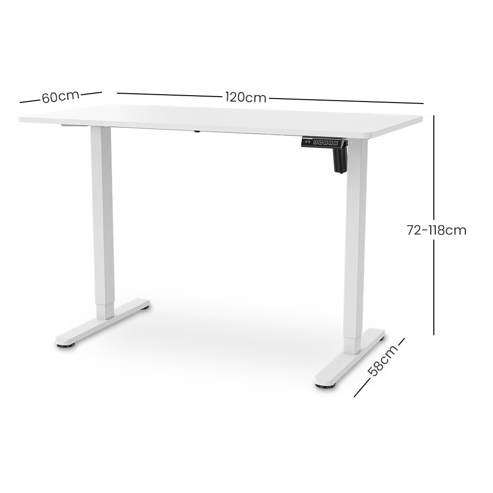 FORTIA Sit To Stand Standing Desk, 120x60cm, 72-118cm Electric Height Adjustable, White V219-ADKSSTFO2WTWB