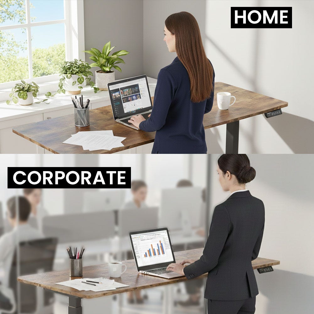 FORTIA Sit to Stand Standing Desk, 160x60cm, 72-118cm Electric Height Adjustable, Walnut Style Desktop/Black V219-ADKSSTFO6WLKB