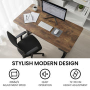 FORTIA Sit to Stand Standing Desk, 160x60cm, 72-118cm Electric Height Adjustable, Walnut Style Desktop/Black V219-ADKSSTFO6WLKB