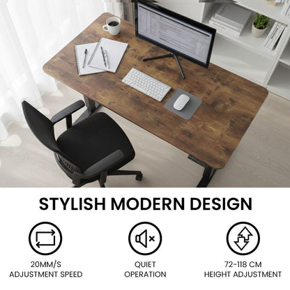 FORTIA Sit to Stand Standing Desk, 160x60cm, 72-118cm Electric Height Adjustable, Walnut Style Desktop/Black V219-ADKSSTFO6WLKB