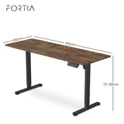 FORTIA Sit to Stand Standing Desk, 160x60cm, 72-118cm Electric Height Adjustable, Walnut Style Desktop/Black V219-ADKSSTFO6WLKB