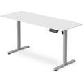 FORTIA Sit to Stand Standing Desk, 160x60cm, 72-118cm Electric Height Adjustable, White Desktop/Silver Frame V219-ADKSSTFO6WTSB