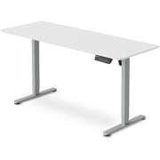 FORTIA Sit to Stand Standing Desk, 160x60cm, 72-118cm Electric Height Adjustable, White Desktop/Silver Frame V219-ADKSSTFO6WTSB