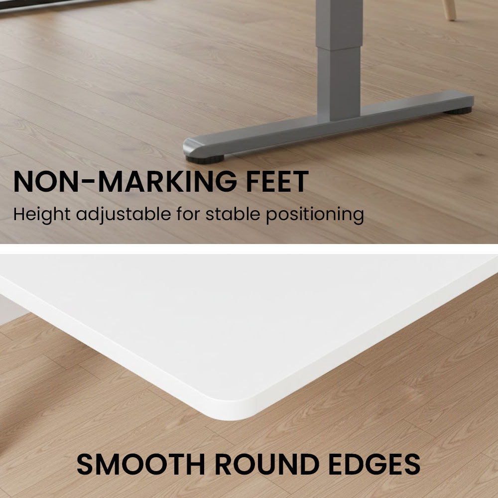 FORTIA Sit to Stand Standing Desk, 160x60cm, 72-118cm Electric Height Adjustable, White Desktop/Silver Frame V219-ADKSSTFO6WTSB