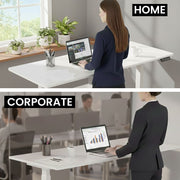 FORTIA Sit to Stand Standing Desk, 160x60cm, 72-118cm Electric Height Adjustable, White Desktop/Silver Frame V219-ADKSSTFO6WTSB