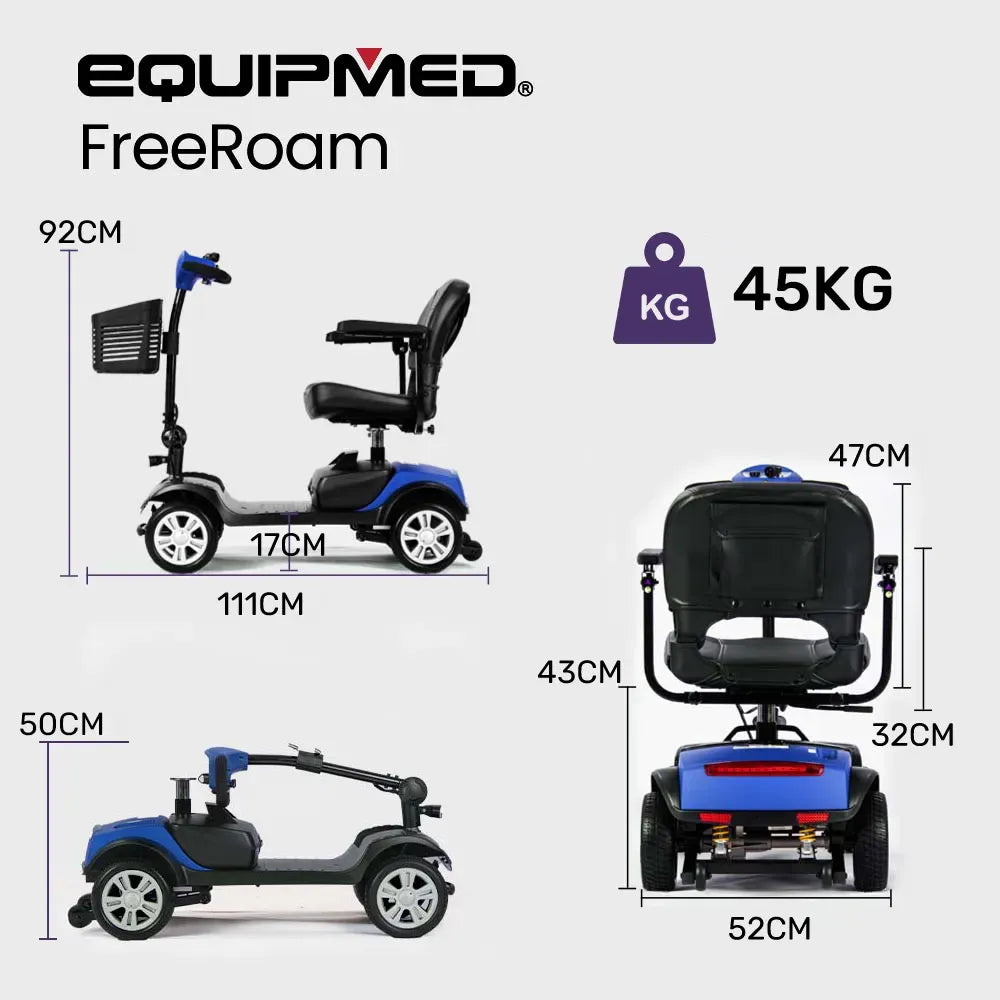 EQUIPMED Mobility Scooter Electric Motorised 4 Wheel Power Portable Folding V219-AGCMSCEMQA2BL