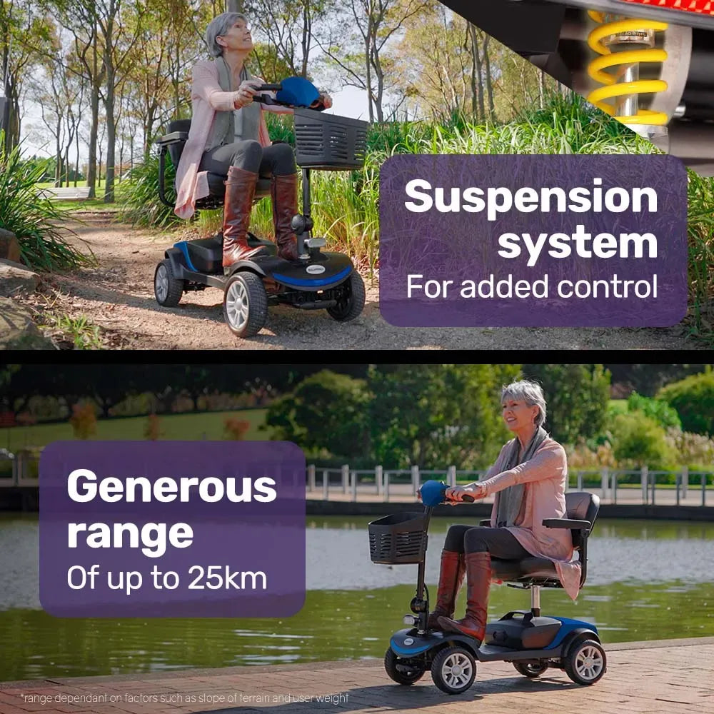 EQUIPMED Mobility Scooter Electric Motorised 4 Wheel Power Portable Folding V219-AGCMSCEMQA2BL