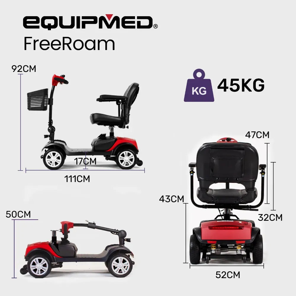 EQUIPMED Mobility Scooter Electric Motorised Power Portable 4 Wheel Folding V219-AGCMSCEMQA2RD