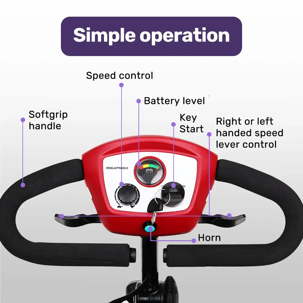 EQUIPMED Mobility Scooter Electric Motorised Power Portable 4 Wheel Folding V219-AGCMSCEMQA2RD