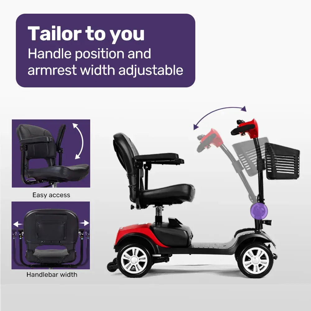 EQUIPMED Mobility Scooter Electric Motorised Power Portable 4 Wheel Folding V219-AGCMSCEMQA2RD