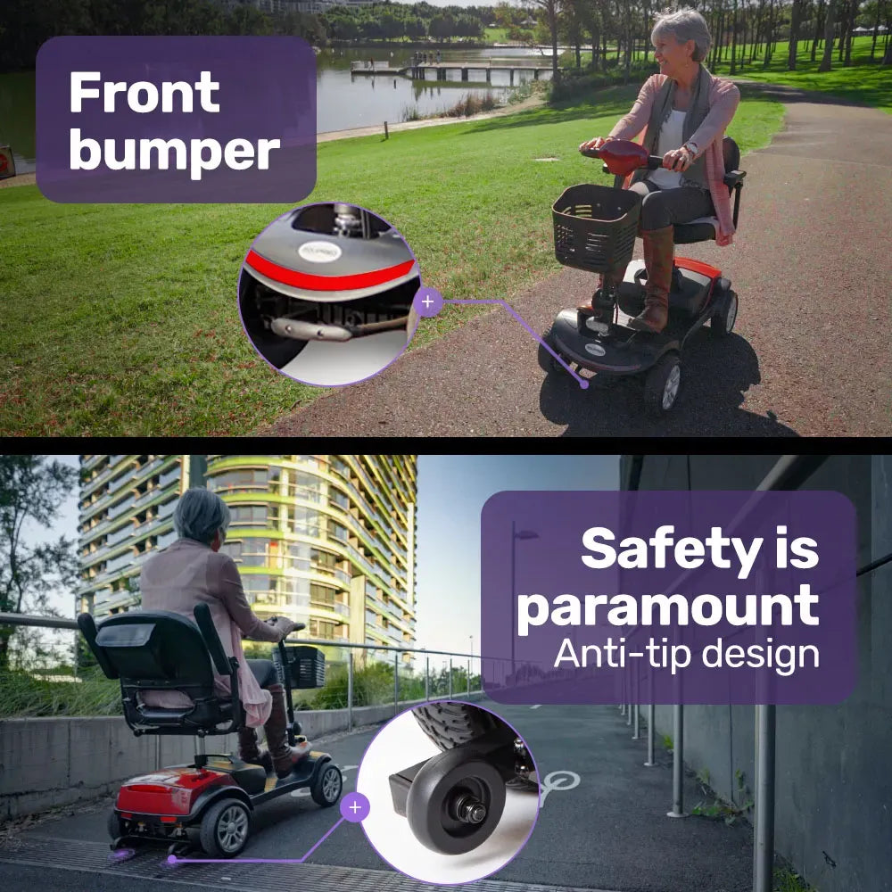 EQUIPMED Mobility Scooter Electric Motorised Power Portable 4 Wheel Folding V219-AGCMSCEMQA2RD